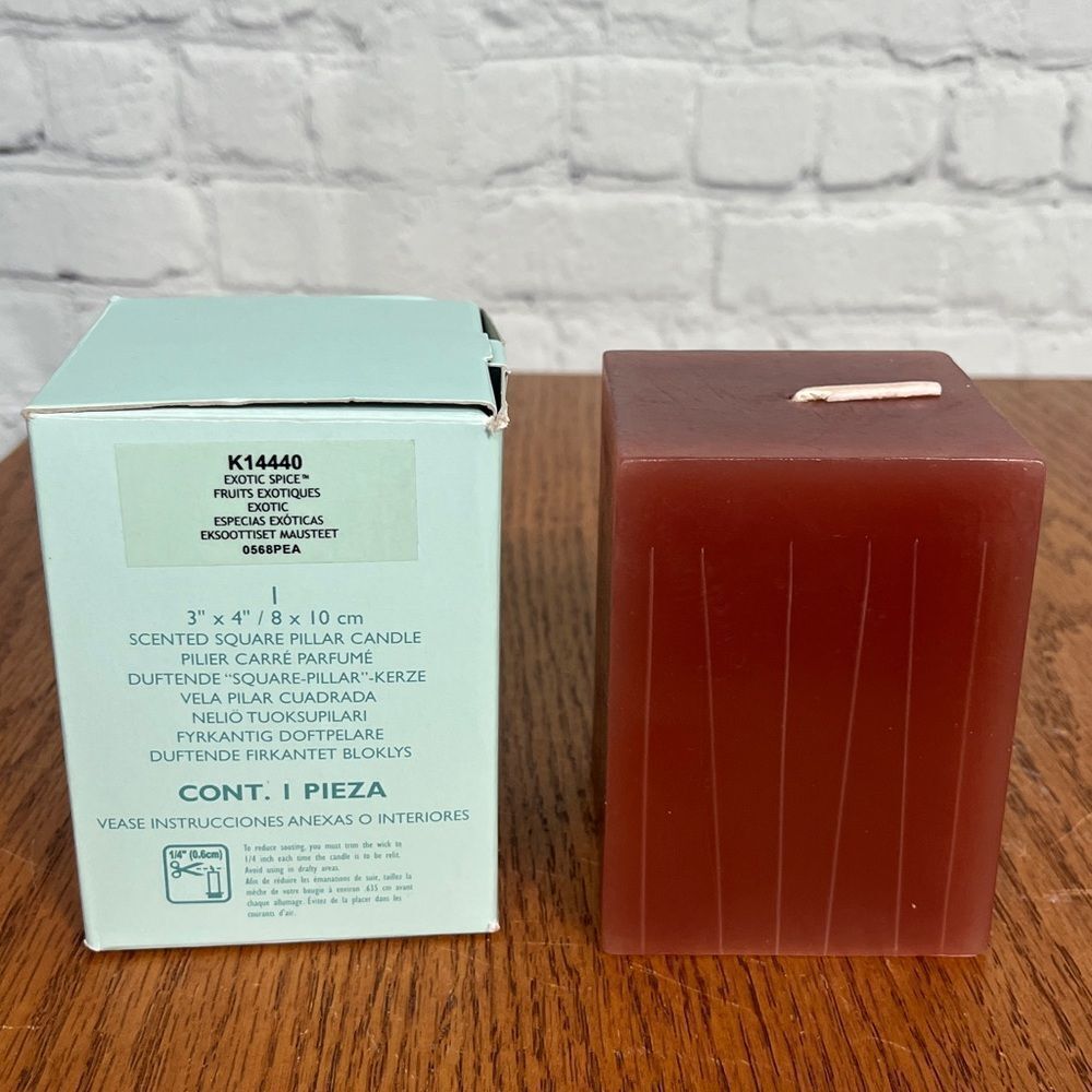 PartyLite Exptic Spice 3x4” Square Pillar New in box